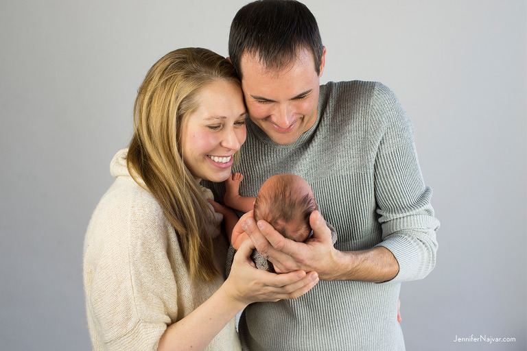 Studio family photo shoot with newborn baby