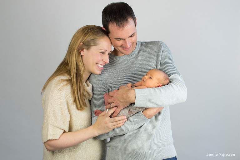 Newborn family photos in studio