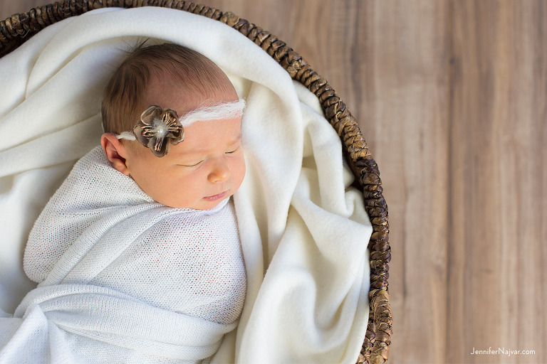 Newborn baby girl studio photo session