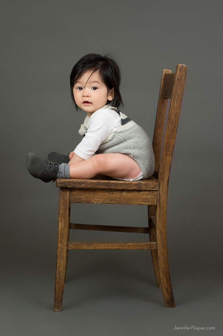 Classic baby photo with a Brown Chair