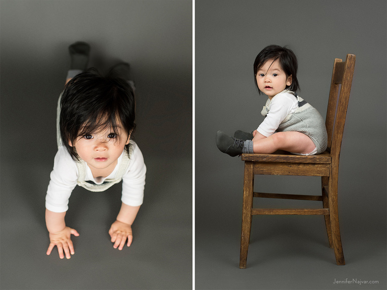 Styled Photo Shoot in Grey with 8-Month Baby Boy